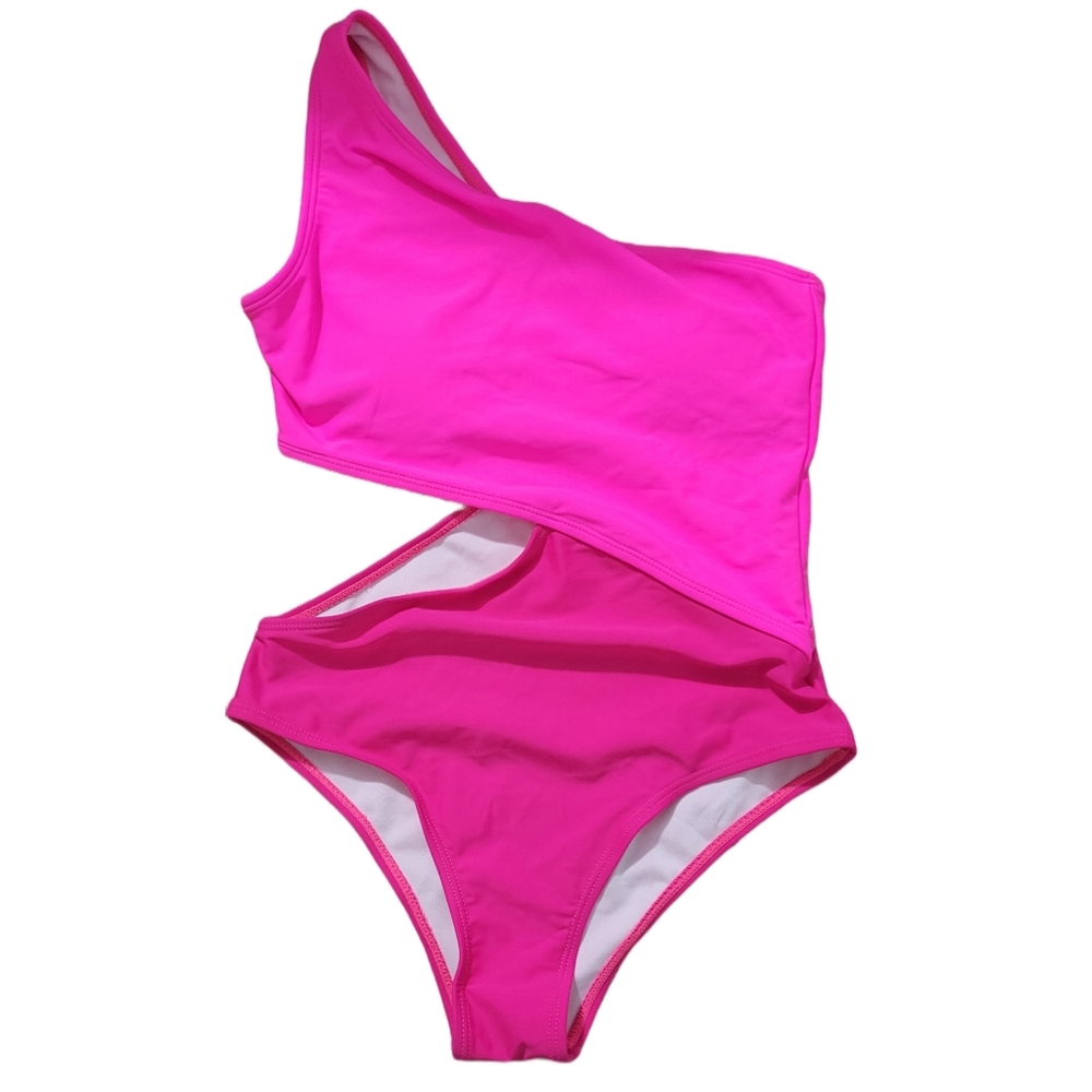 Unbranded Women's Swimsuit Small One Shoulder Pink Two Tone Cut Out NWOT